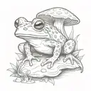 Frog with mushroom growing out of it  tattoo design idea