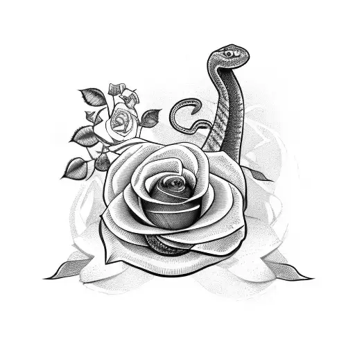 Snake with rose and dagger  tattoo design idea