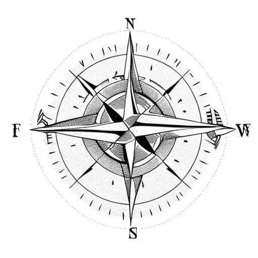 old fashioned compass with mountain and 2 soaring eagles tattoo design idea