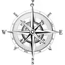 old fashioned compass with mountain and 2 soaring eagles tattoo design idea