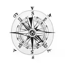 old fashioned compass with mountain and 2 soaring eagles tattoo design idea