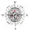 old fashioned compass with mountain and 2 soaring eagles tattoo design idea