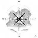 old fashioned compass with mountain and 2 soaring eagles tattoo design idea