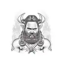 A tight elf, a dwarf with a red beard braided in a braid, an archer with red hair, a big and strong barbarian  tattoo design idea