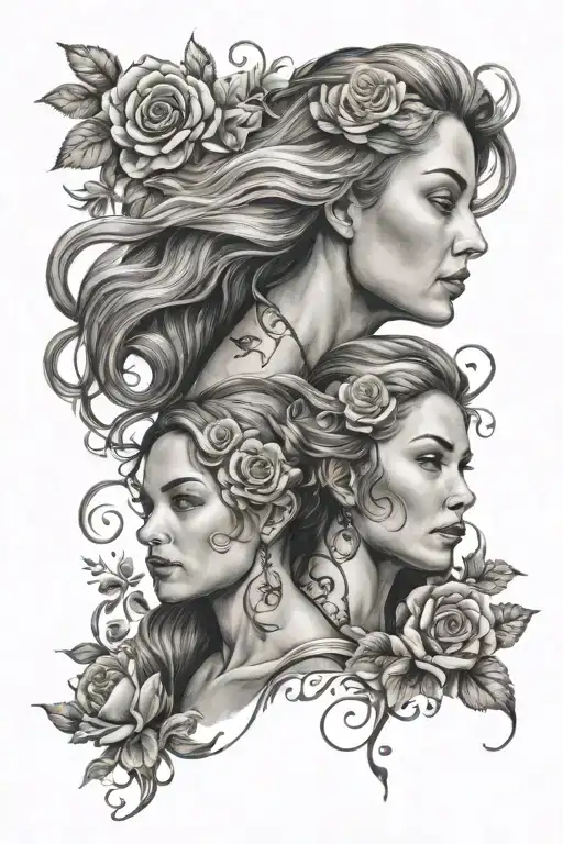 Mother daughter tattoo realistic  tattoo design idea