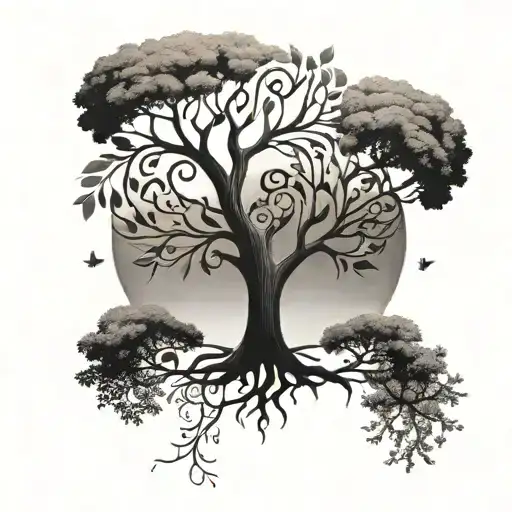 mother daughter tree of life tattoo design idea