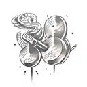 A sketch-style tattoo of a dumbbell and a golf club crossed over each other, symbolizing the client's dedication to both fitness and golfing. tattoo design idea