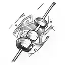 A sketch-style tattoo of a dumbbell and a golf club crossed over each other, symbolizing the client's dedication to both fitness and golfing. tattoo design idea