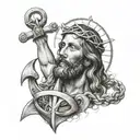 Jesus Christ Anchor  tattoo design idea