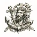 Jesus Christ Anchor  tattoo design idea