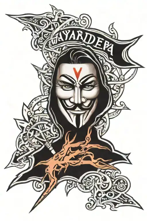 v for vandetta angry anarchy combined tattoo design featuring tattoo design idea