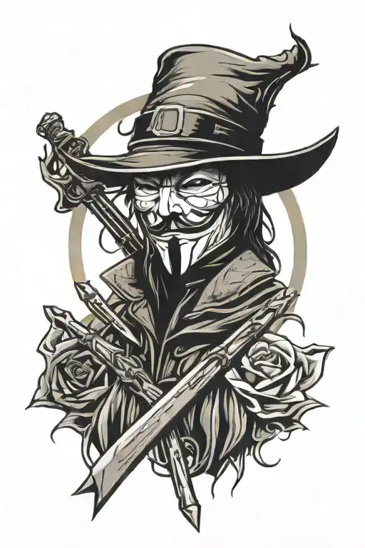 v for vandetta angry anarchy combined tattoo tattoo design idea