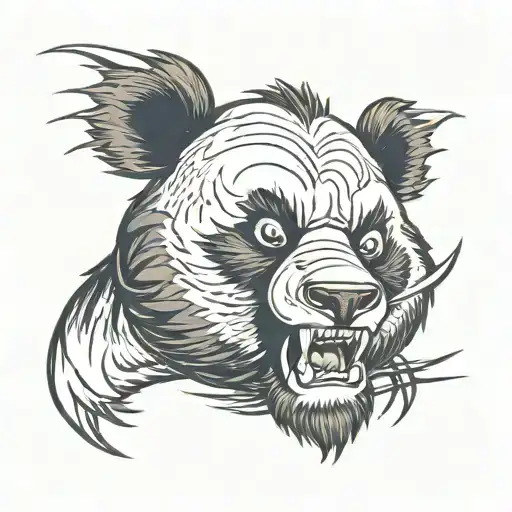angry panda head tattoo design idea