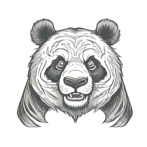 angry panda head tattoo design idea