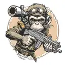 Monkey soldier holding a gun tattoo design idea