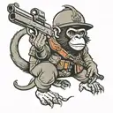 Monkey soldier holding a gun tattoo design idea