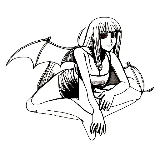 female half demon half angel  tattoo design idea