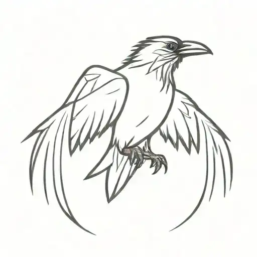 full raven with open wings and slightly torn wings tattoo design idea