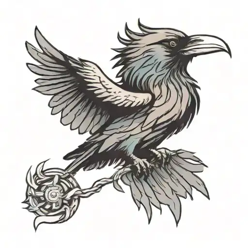 full raven on wrist, with open wings and slightly torn wings tattoo design idea
