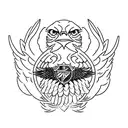 composition: eagle, windrose, phrase "la confianza de un pajaro no esta en la rama sino en la fuerza de sus alas", 40k v tattoo design idea