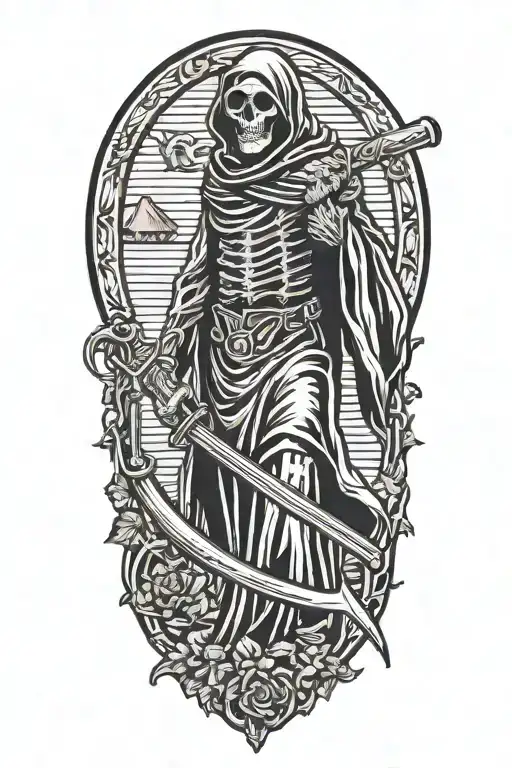 Grim Reaper Holding a scythe tattoo design idea