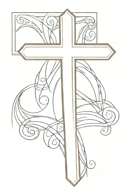 Small cross with name "Lexi" inside the cross tattoo design idea