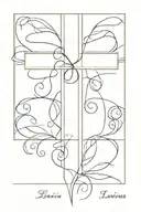 Small cross with name "Lexi" inside the cross tattoo design idea