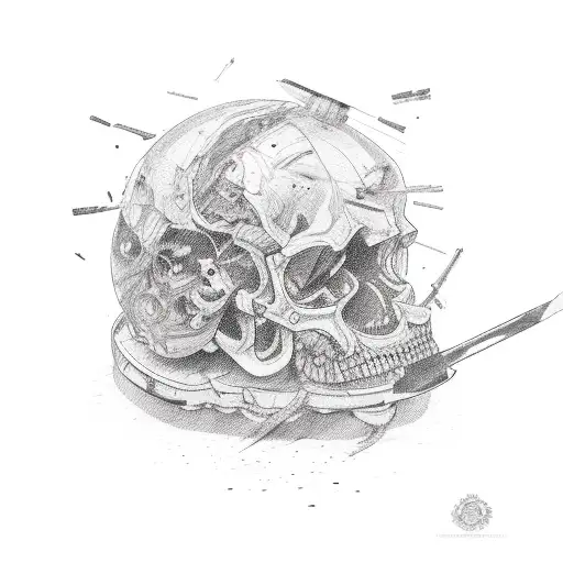 skin ripped with piston on it  tattoo design idea