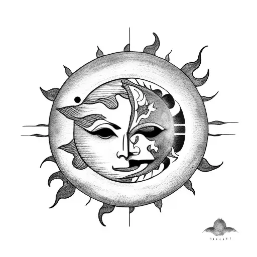 Sun and Moon tattoo design idea