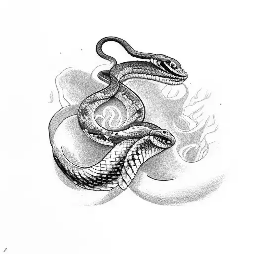 A snake with a carnivorous plant head wrapped around a candle  tattoo design idea