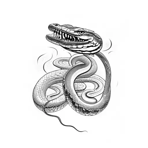 A snake with a carnivorous plant head  tattoo design idea