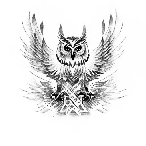 eagle an owl and phoenix tattoo design idea
