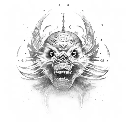 Sogno causato dal volo di un'ape intorno a una melagrana un attimo prima del risveglio tattoo design idea