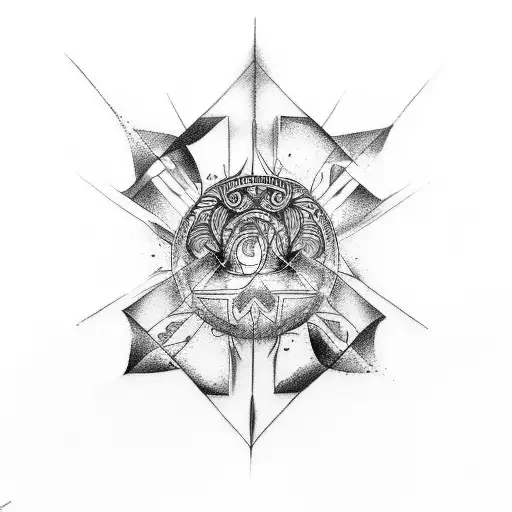 Tattoo template of the result of the fusion between the symbols of Aquarius and Gemini tattoo design idea