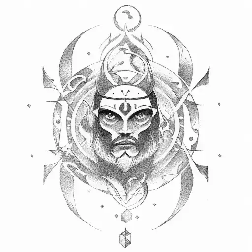 Tattoo template of the result of the fusion between the symbols of Aquarius and Gemini tattoo design idea
