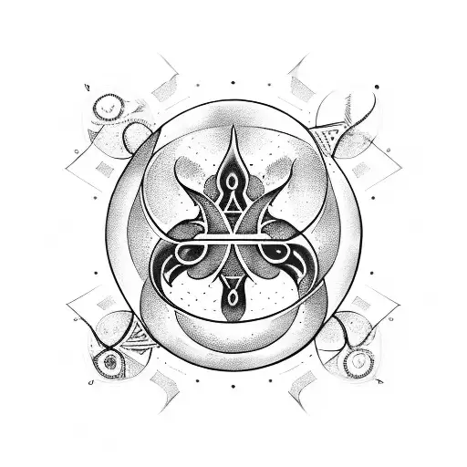 Tattoo template of the result of the fusion between the symbols of Aquarius and Gemini tattoo design idea