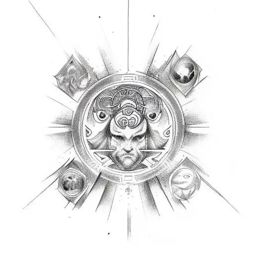 Tattoo template of the result of the fusion between the symbols of Aquarius and Gemini tattoo design idea