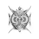 Tattoo template of the result of the fusion between the symbols of Aquarius and Gemini tattoo design idea