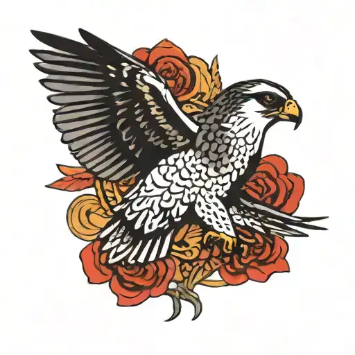 peregrine falcon minimalist mystical tattoo feminine small tattoo design idea