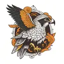 peregrine falcon minimalist mystical tattoo feminine small tattoo design idea