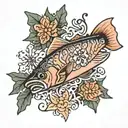 Salmon and Snowflake tattoo design idea