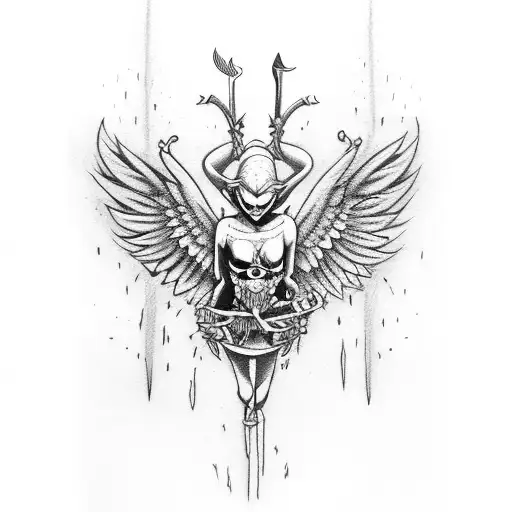 evil cupid tattoo design idea