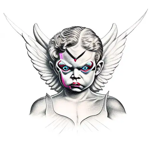evil cupid tattoo design idea