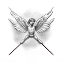 cupid flying tattoo design idea