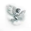 cupid flying tattoo design idea