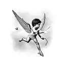 cupid flying tattoo design idea