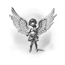 cupid flying tattoo design idea