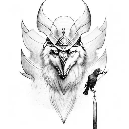 Odin with his ravens tattoo design idea