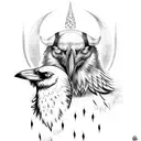 Odin with his ravens tattoo design idea