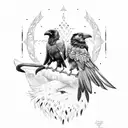 Odin with his ravens tattoo design idea